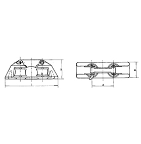 B 型二垂直滚轮启闭式拖缆孔 CB653-79 OPENING-CLOSING TYPE TOWING CHOCKS